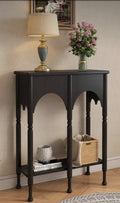 39" Narrow Entryway Table with Storage Shelf, Black