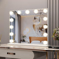 Lighted Vanity Mirror with Adjustable Magnification, Tabletop or Wall-Mounted Design (White)