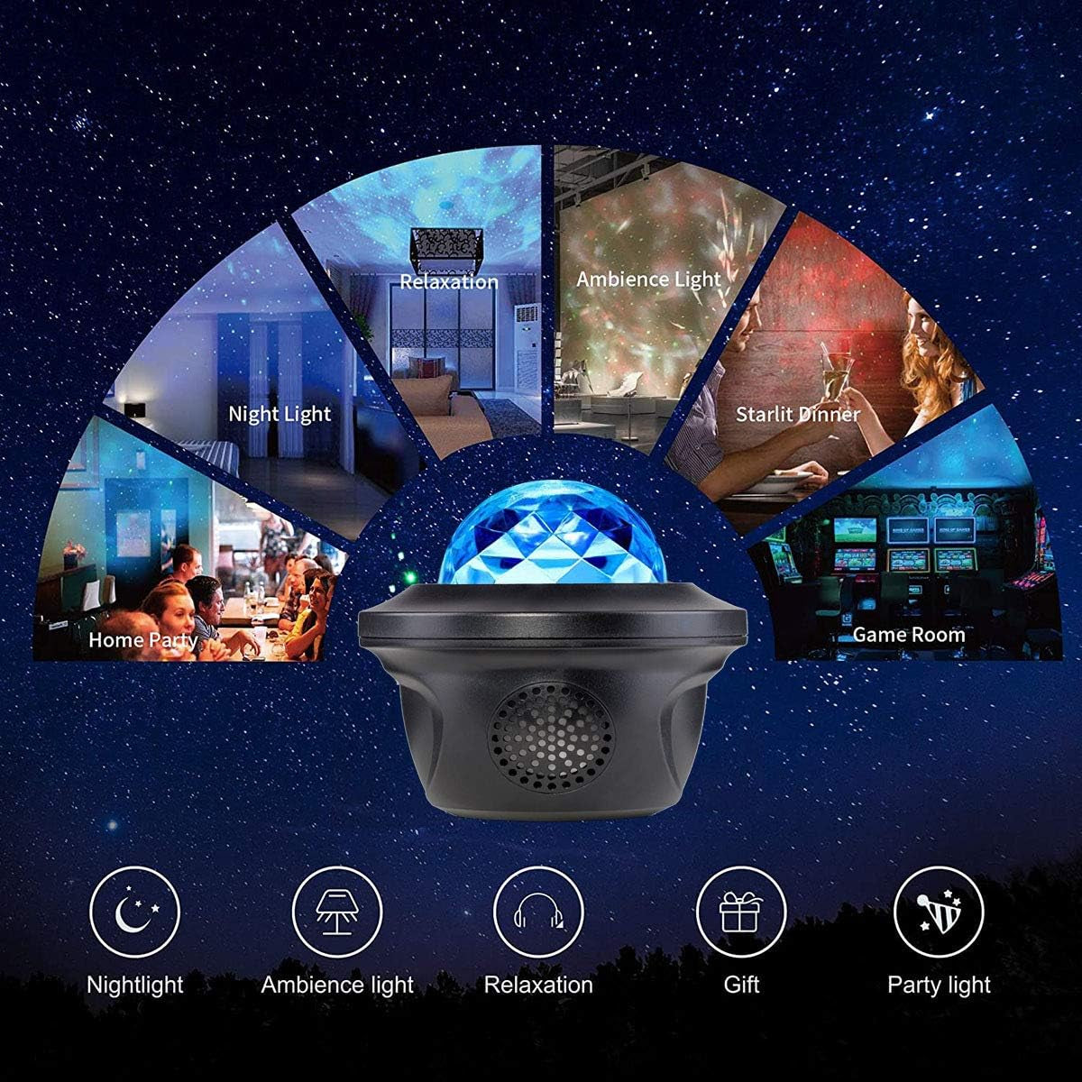 Galaxy Projector, Star Projector Bluetooth Speaker Timer for Bedroom