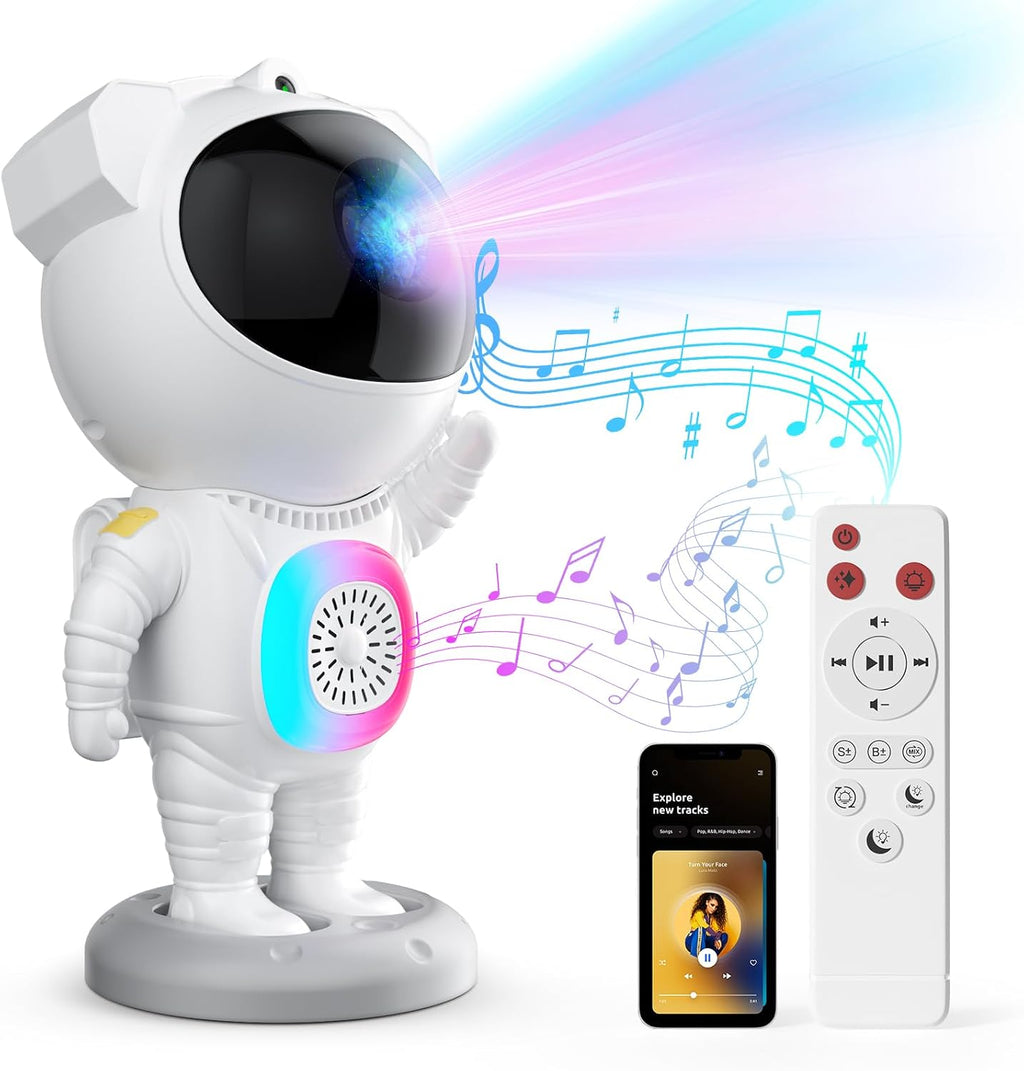 Astronaut Galaxy Projector with Bluetooth Speaker, Remote Control & 360° Adjustable Nebula Night Light