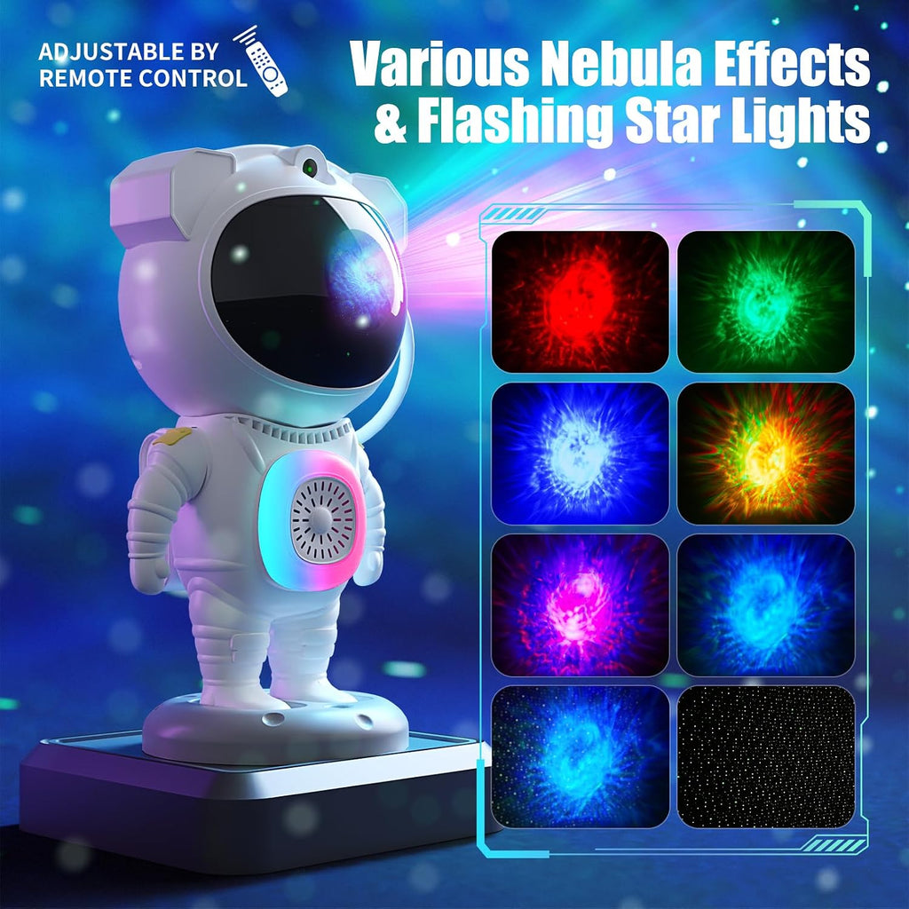 Astronaut Galaxy Projector with Bluetooth Speaker, Remote Control & 360° Adjustable Nebula Night Light