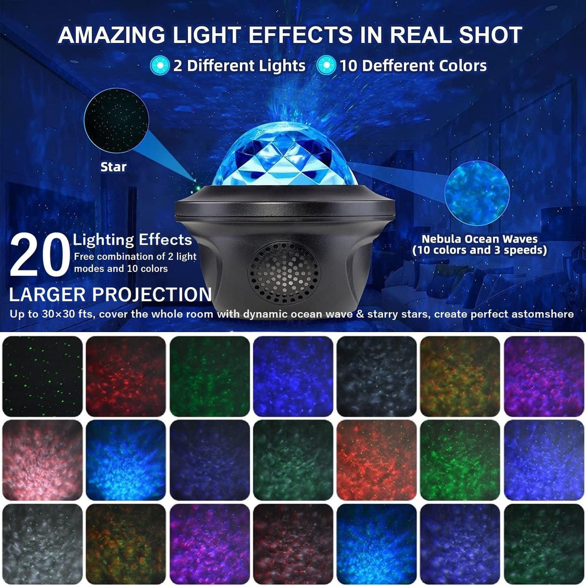 Galaxy Projector, Star Projector Bluetooth Speaker Timer for Bedroom
