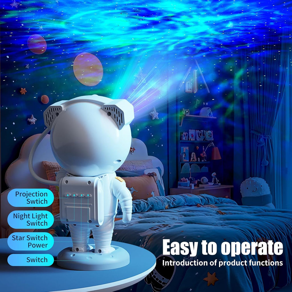 Astronaut Galaxy Projector with Bluetooth Speaker, Remote Control & 360° Adjustable Nebula Night Light